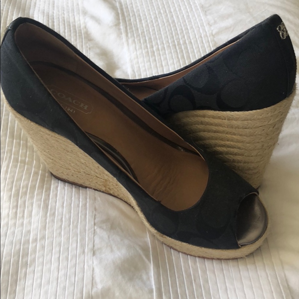 Authentic coach Milan black espadrilles wedges 7m